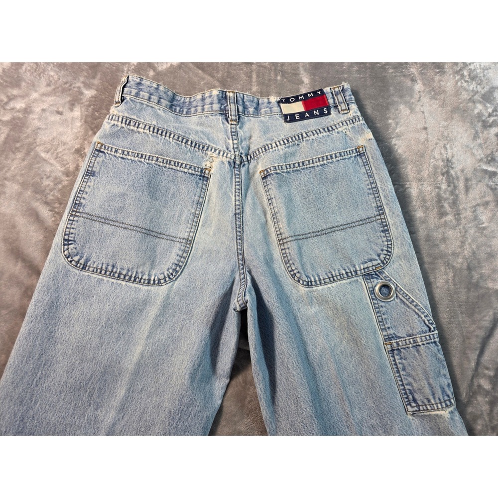 Vtg Y2K Tommy Jeans Distressed Carpenter Denim  Mens 30x32 Light Wash‎